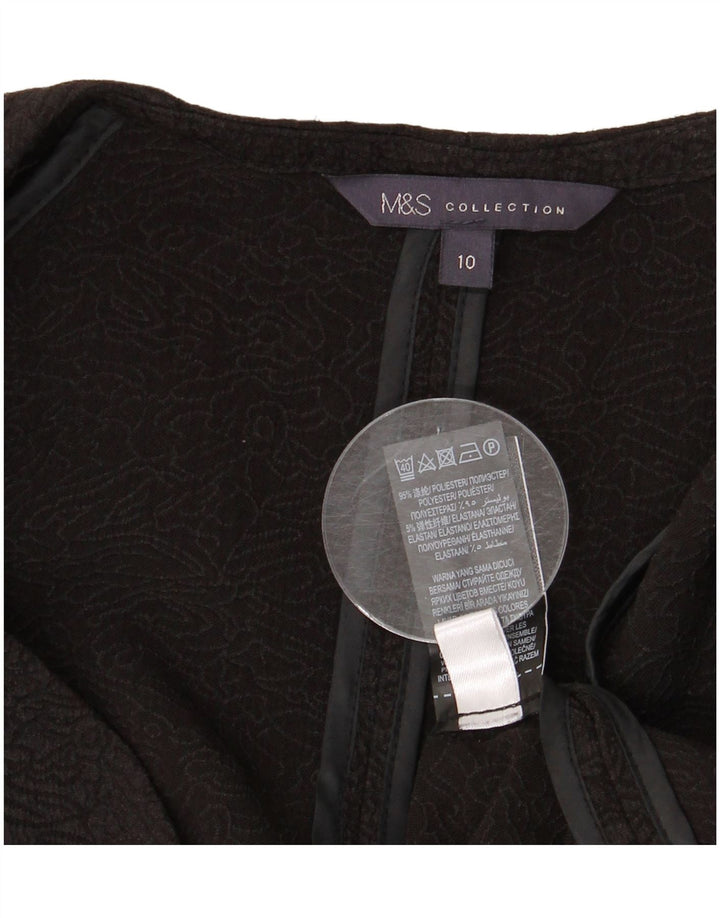 MARKS & SPENCER Jaqueta blazer feminina manga 3/4 aberta Reino Unido 10 pequena preta