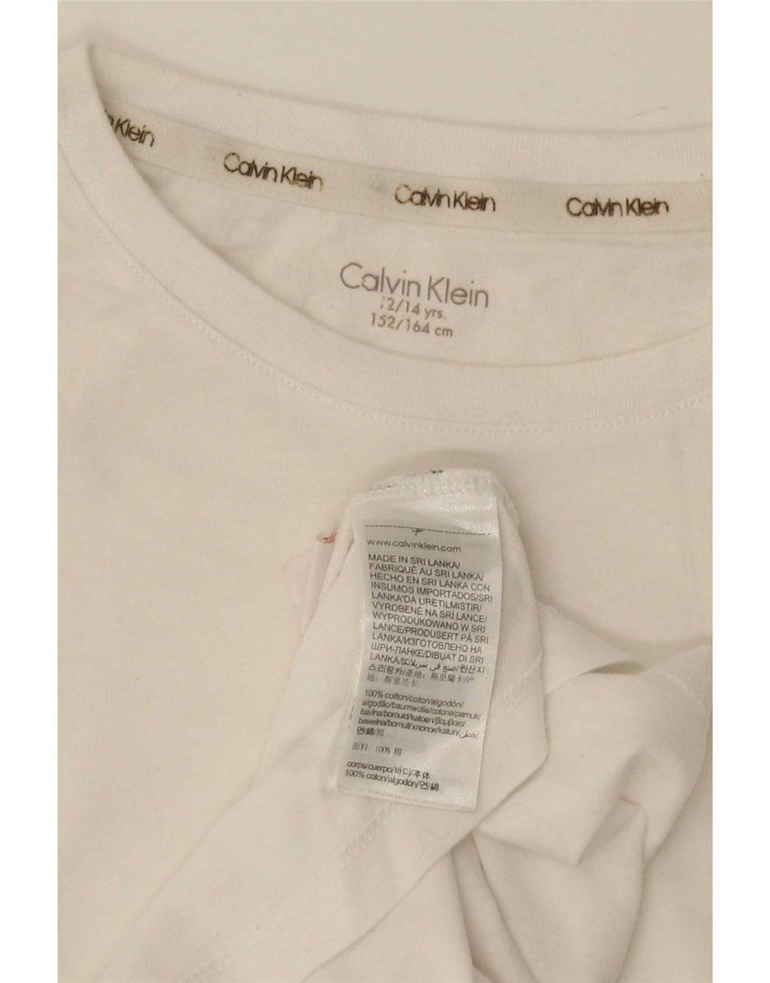 Camiseta Calvin Klein Boys Regular Top 12-13 Anos Algodão Branco