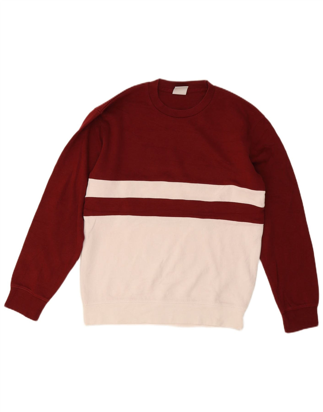 Zara Moletom Masculino Jumper Médio Borgonha Colorblock Algodão