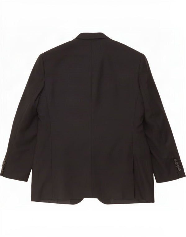 Jaqueta blazer masculina de 3 botões Marks & Spencer Reino Unido 48 2XL poliéster preto
