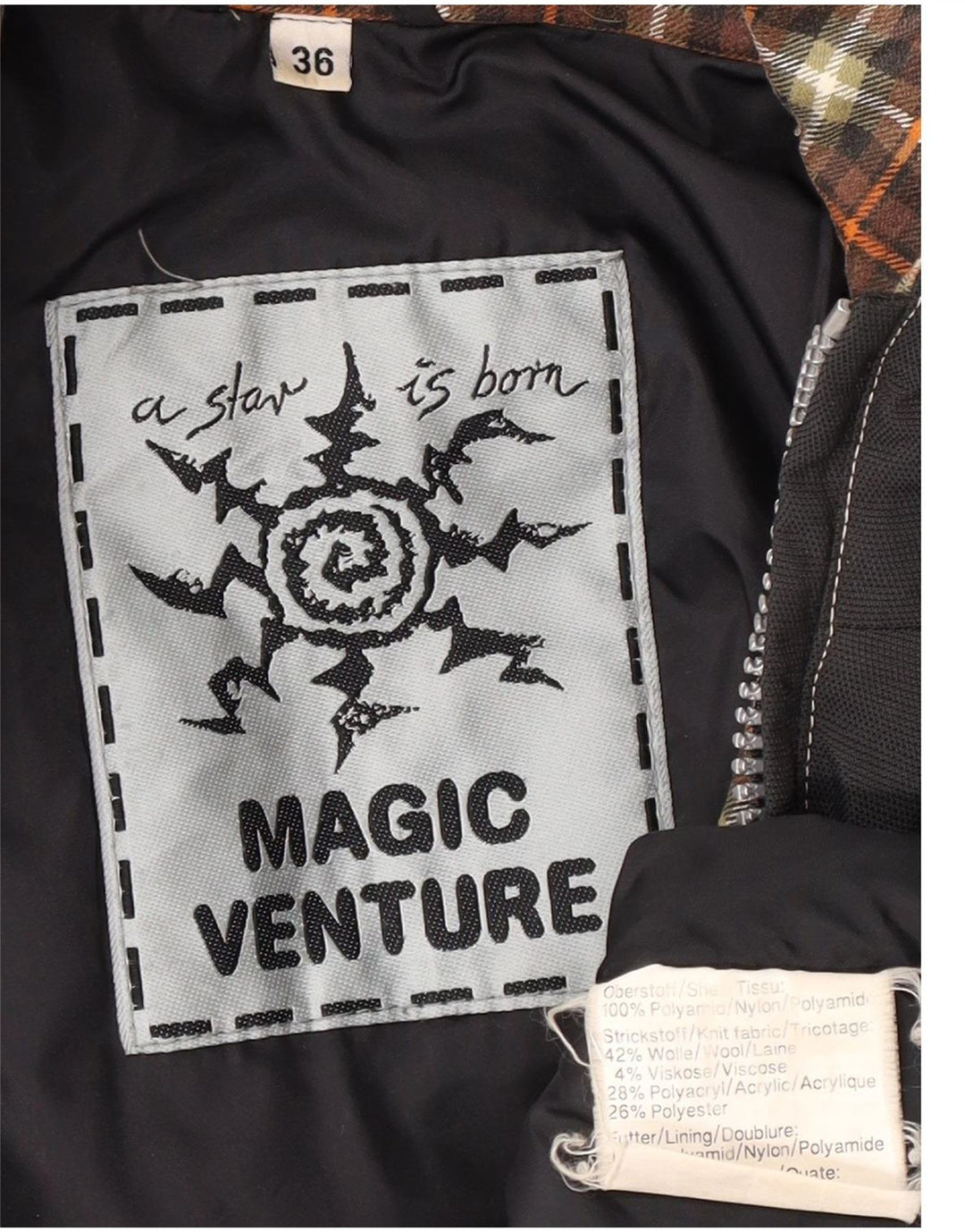 Jaqueta de esqui masculina com capuz gráfico relaxado Magic Venture Reino Unido 36 pequeno cinza retrô