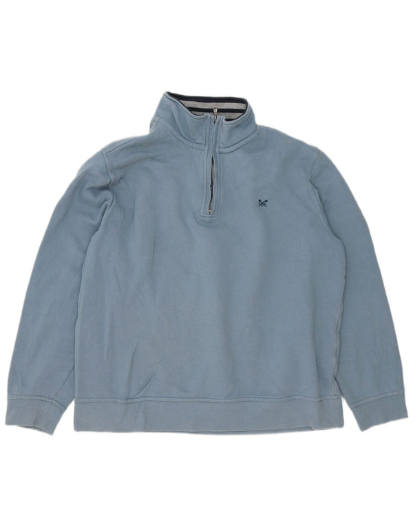 Crew Clothing Mens Zip Neck Moletom Jumper 2XL Algodão Azul