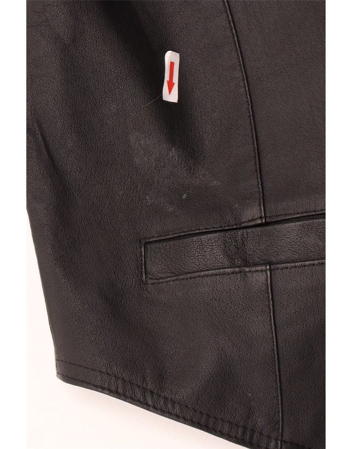 Colete masculino de couro John F Gee grande couro preto