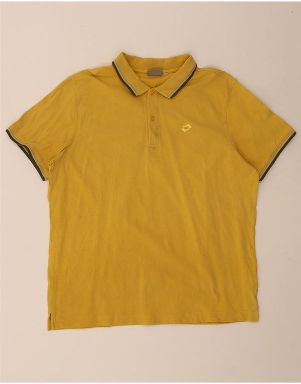 Camisa polo masculina Lotto grande algodão listrado amarelo