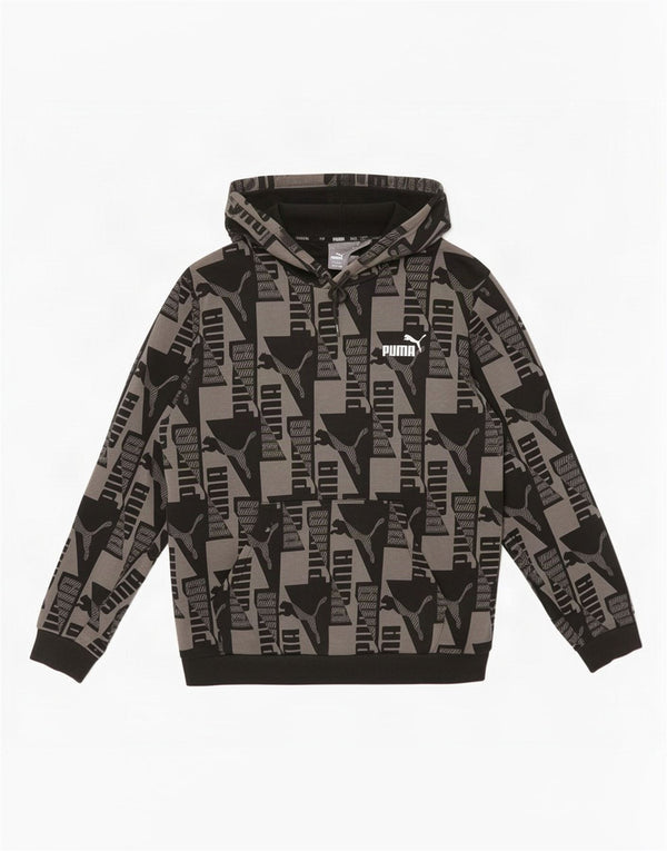 Puma masculino gráfico moletom com capuz XL cinza colorblock algodão