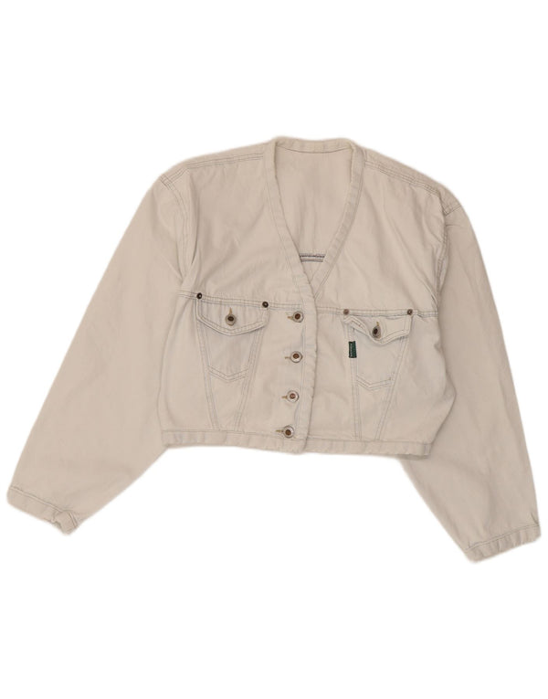 Jaqueta jeans feminina Kenny S Crop Oversized Reino Unido 10 algodão branco pequeno