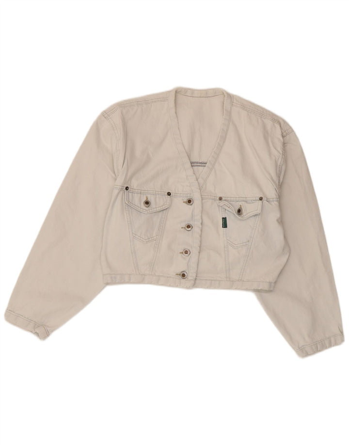 Jaqueta jeans feminina Kenny S Crop Oversized Reino Unido 10 algodão branco pequeno