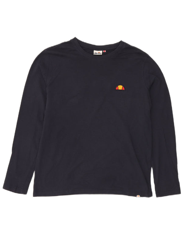 Ellesse Top masculino de manga comprida médio azul marinho algodão