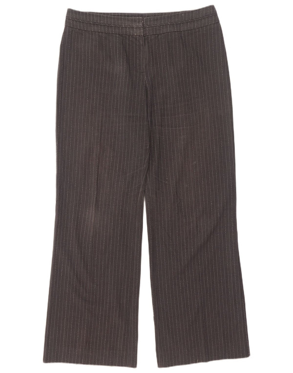 Calça casual feminina Marks & Spencer Reino Unido 14 grande W32 L30 listra cinza