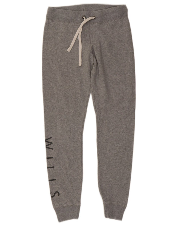 Jack Wills Calça feminina de treino gráfico Joggers Reino Unido 6 XS algodão cinza