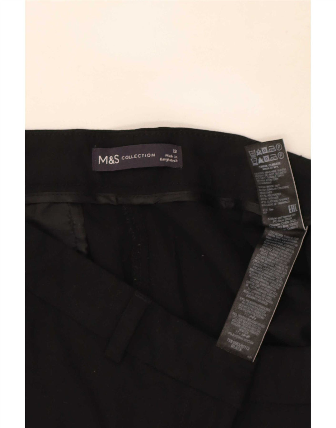 Calça feminina Marks & Spencer Crop Suit Reino Unido 12 Médio W30 L25 Preta