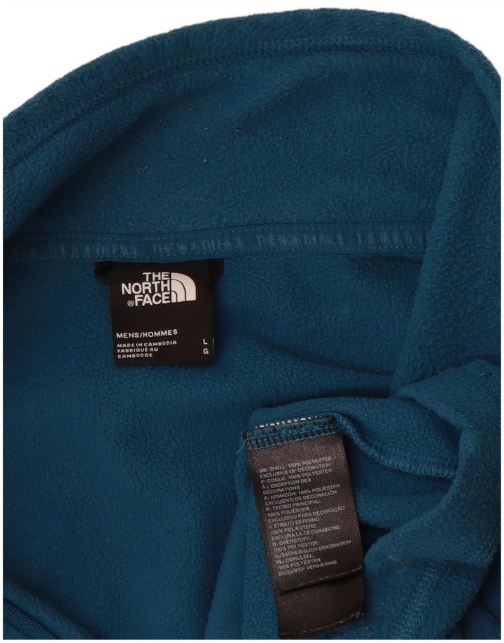 Suéter de lã masculino The North Face com zíper e gola grande azul poliéster