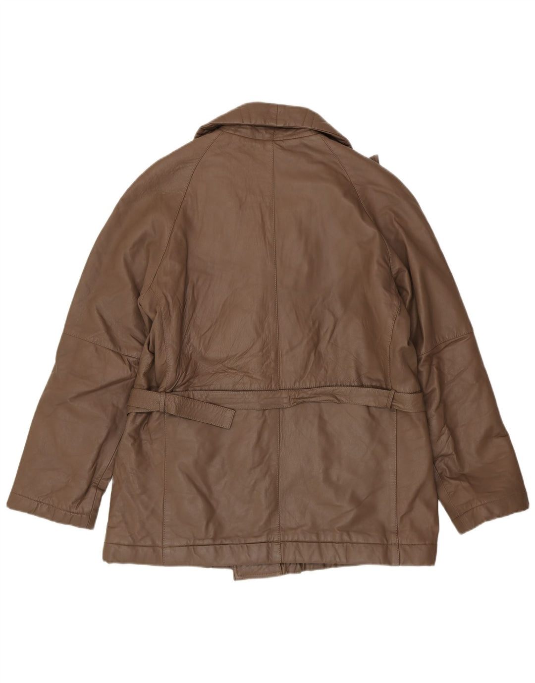 Casaco de couro vintage masculino com peito duplo IT 56 3XL marrom