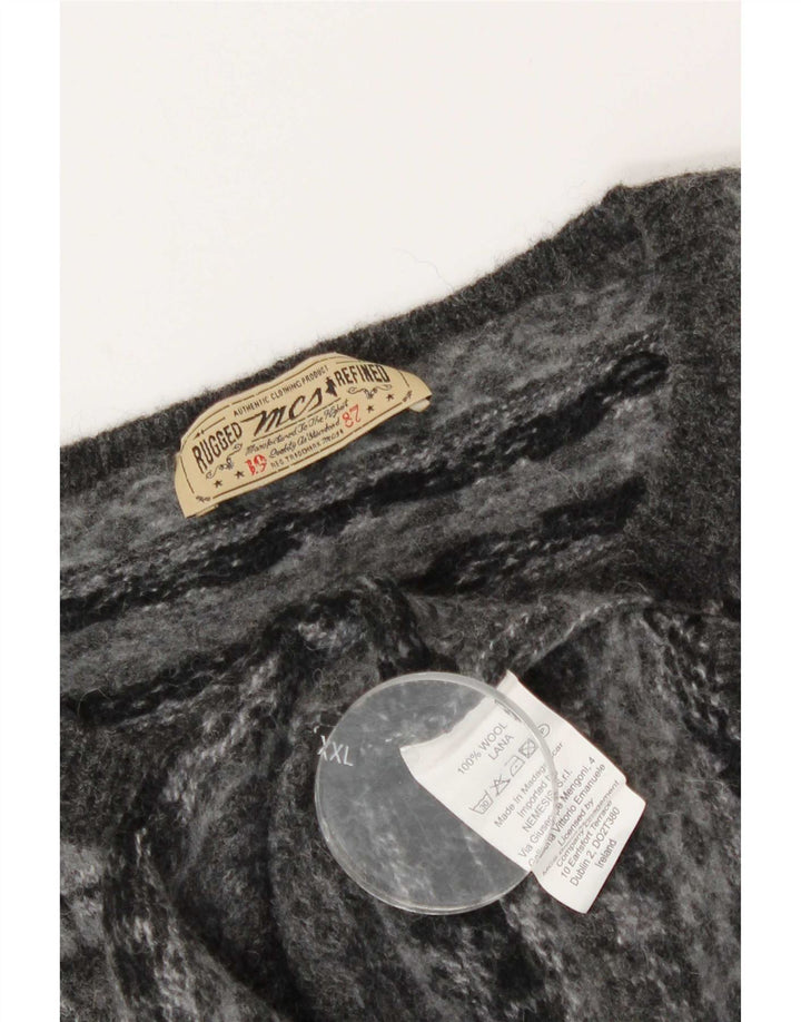 Suéter masculino Marlboro Classics com gola redonda 2XL cinza Fair Isle Wool