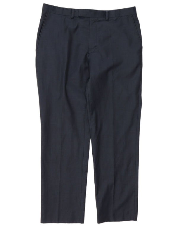Calça masculina Marks & Spencer Autograph Straight Suit W34 L29 Azul marinho