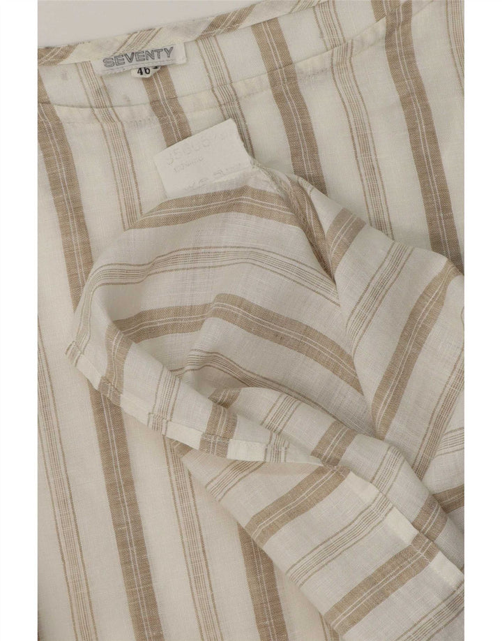 Blusa feminina Seventy Top IT 46 linho listrado branco grande