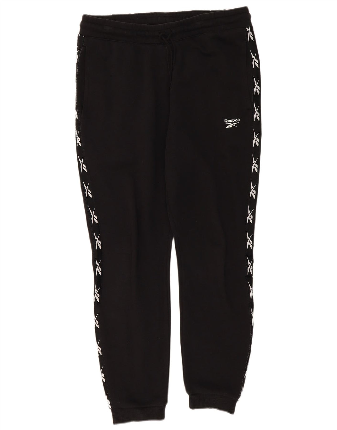 Reebok Mens Graphic Calças de treino Joggers Médio Algodão Preto