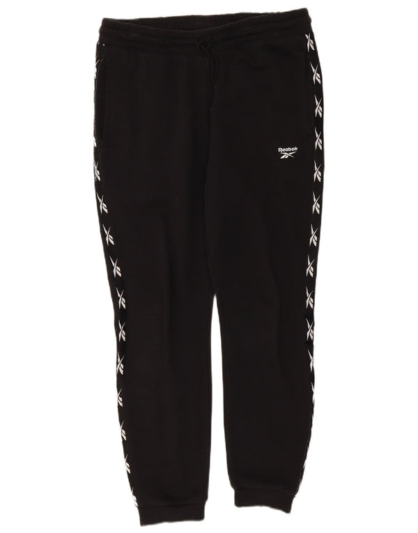Reebok Mens Graphic Calças de treino Joggers Médio Algodão Preto