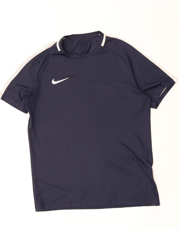 Camiseta masculina NIKE Dri Fit grande poliéster colorblock azul marinho