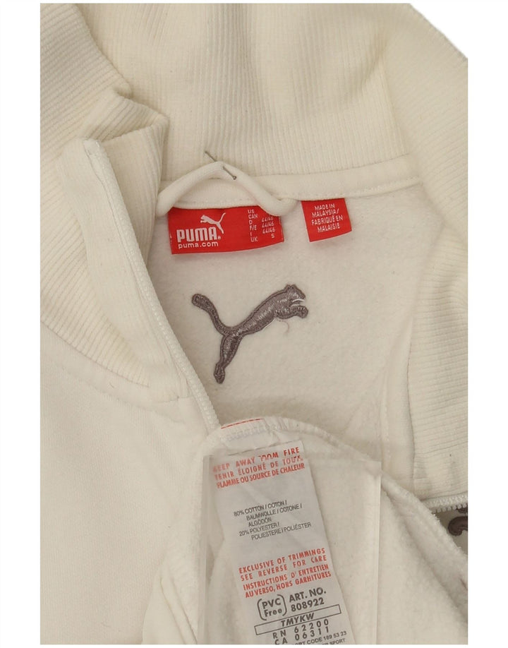 Puma Mens Graphic Tracksuit Top Jaqueta Pequena Algodão Branco