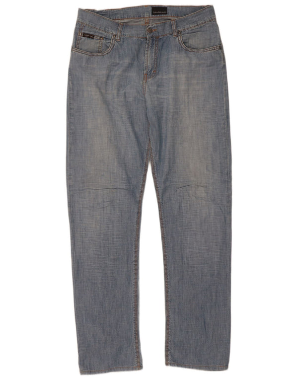 Calça jeans reta masculina Calvin Klein W33 L33 azul algodão