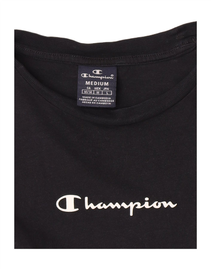 Camiseta gráfica masculina Champion Top médio preto colorblock