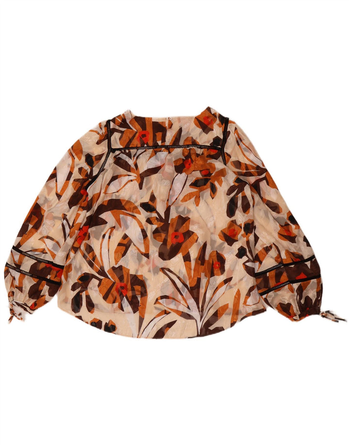 Blusa feminina transparente Massimo Dutti EU 42 grande bege floral