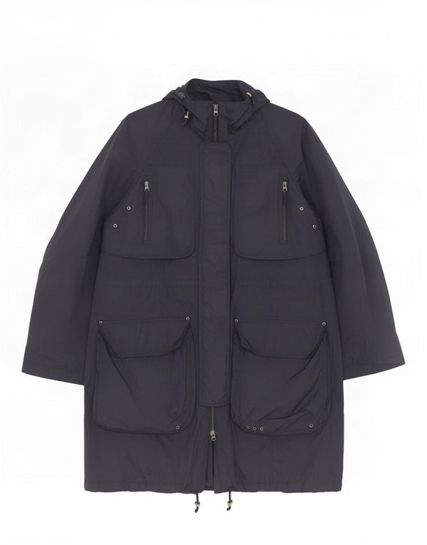 Jaqueta parka feminina com capuz grande Zara Reino Unido 10 pequena azul marinho nylon