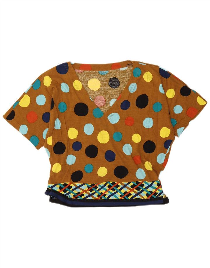 Blusa feminina vintage UK 16 grande bolinha marrom