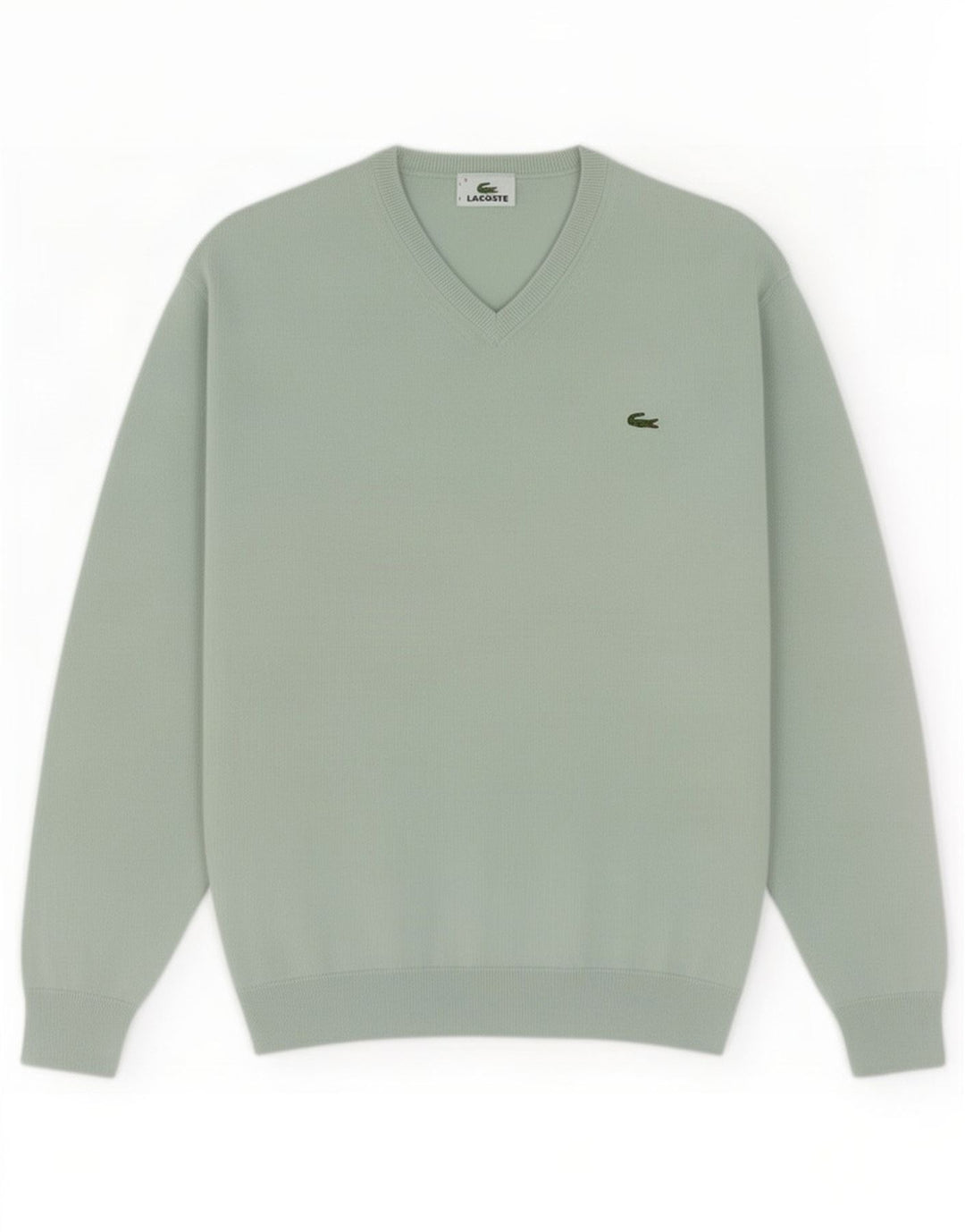 Suéter masculino Lacoste com decote em V tamanho 4 médio algodão turquesa