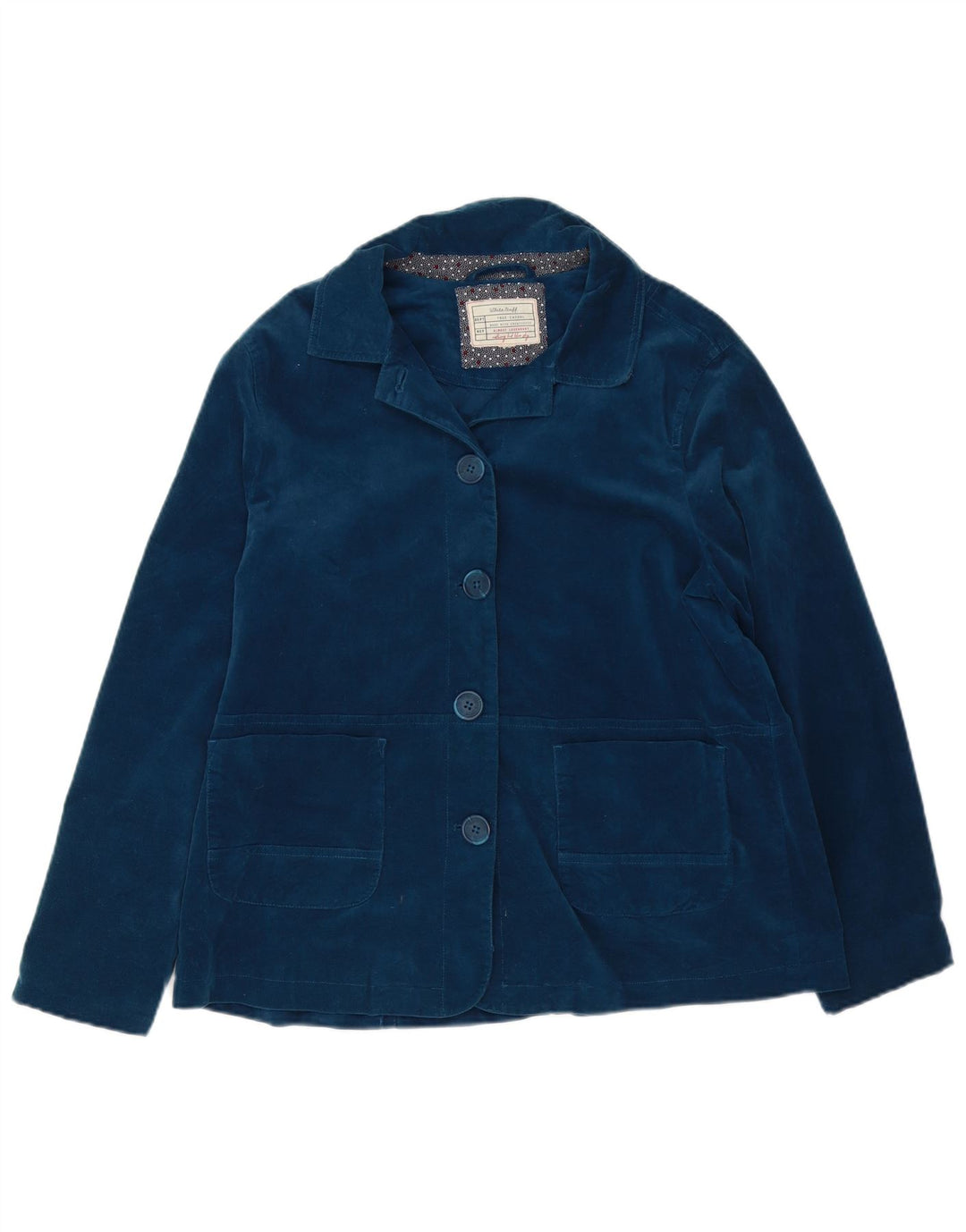 Jaqueta blazer feminina de veludo com 4 botões White Stuff Reino Unido 16 grande azul marinho