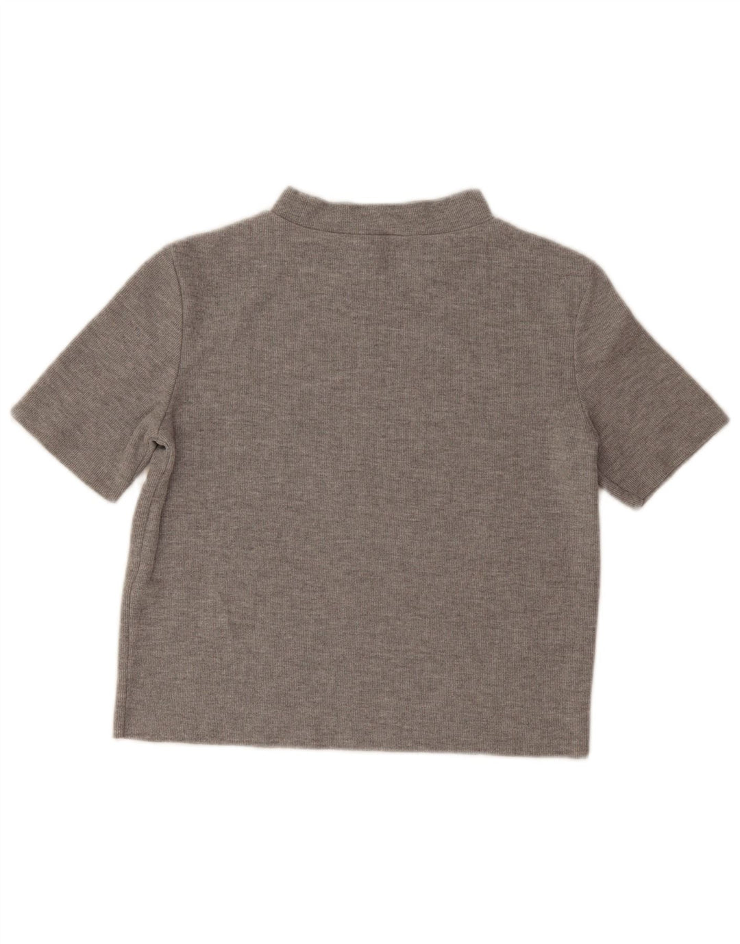 Camiseta feminina Zara Crop Top UK 12 poliéster cinza médio