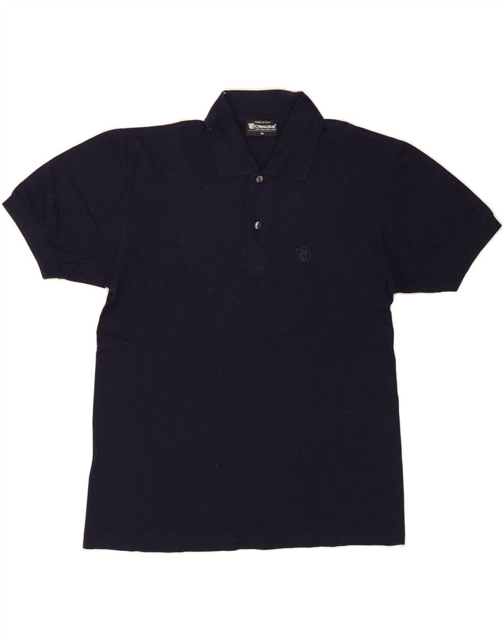 VINTAGE Mens Polo Shirt Medium Navy Blue Vintage Vintage and Second-Hand Vintage from Messina Hembry 