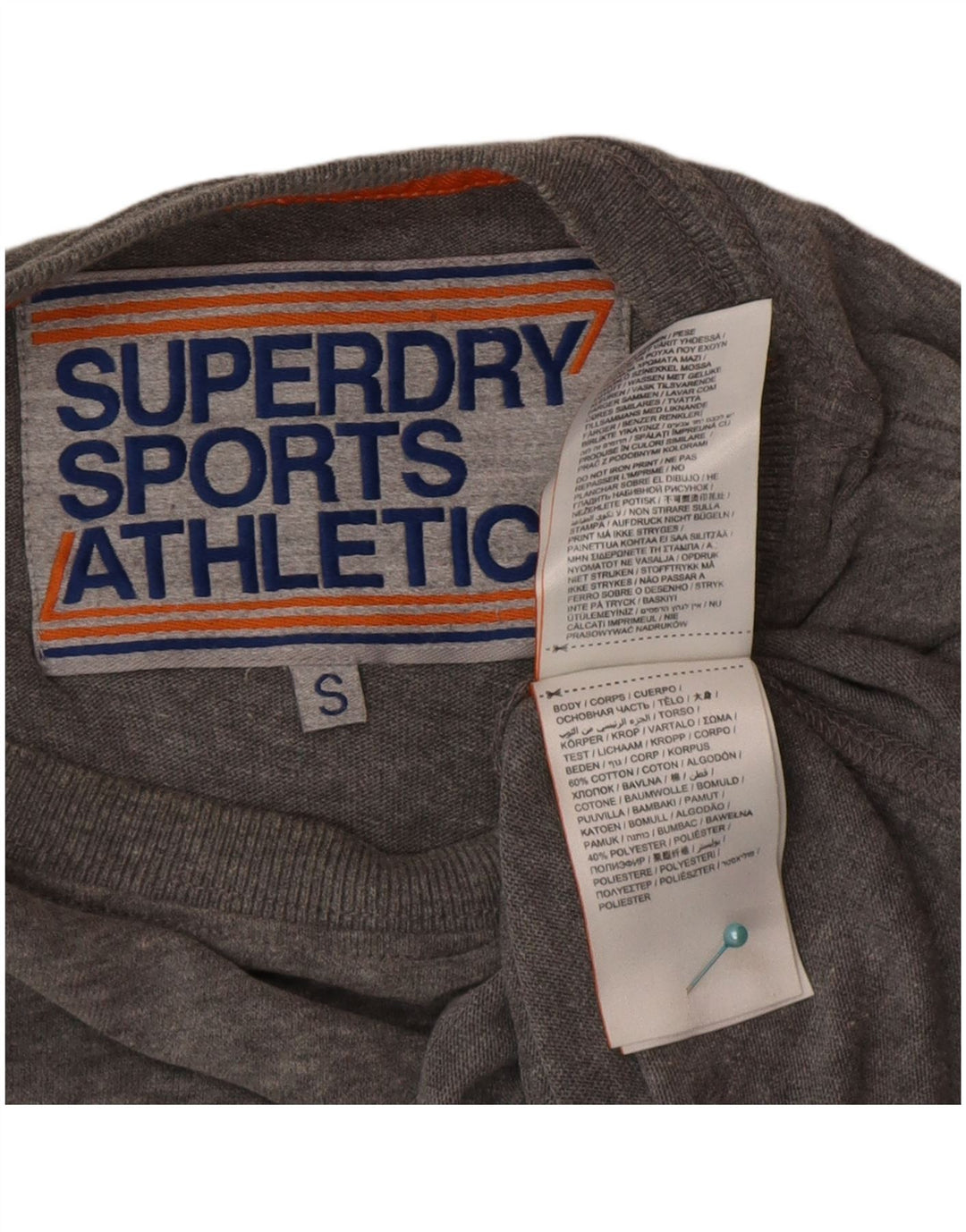 Top gráfico masculino Superdry manga comprida pequeno algodão colorblock cinza