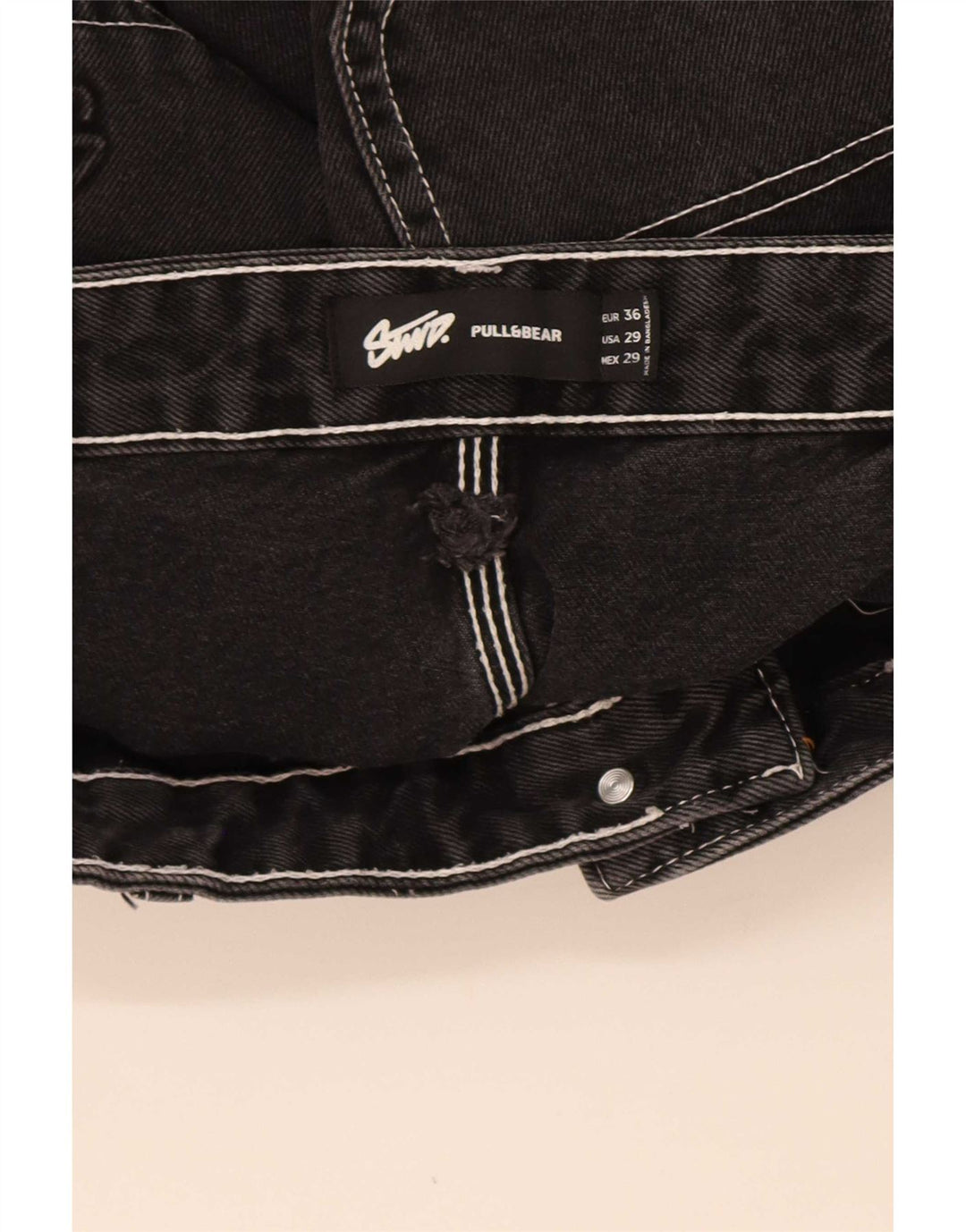 Shorts jeans masculinos Pull & Bear STWD Cargo EU 36 pequeno W29 algodão preto