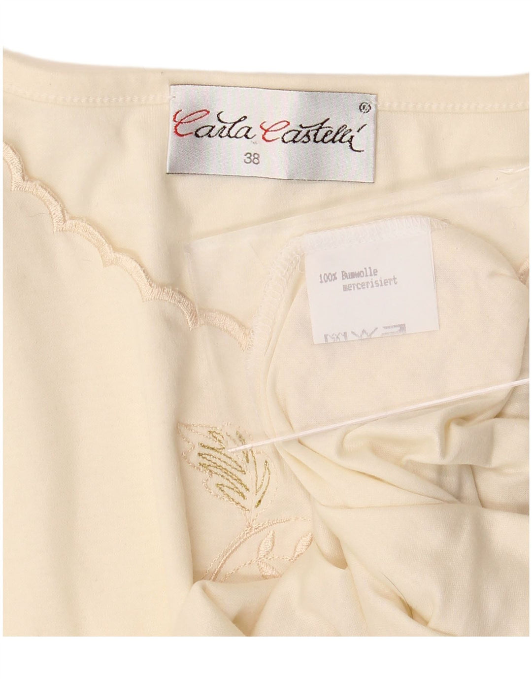 Camiseta feminina VINTAGE Top EU 38 Médio Off White Floral Algodão