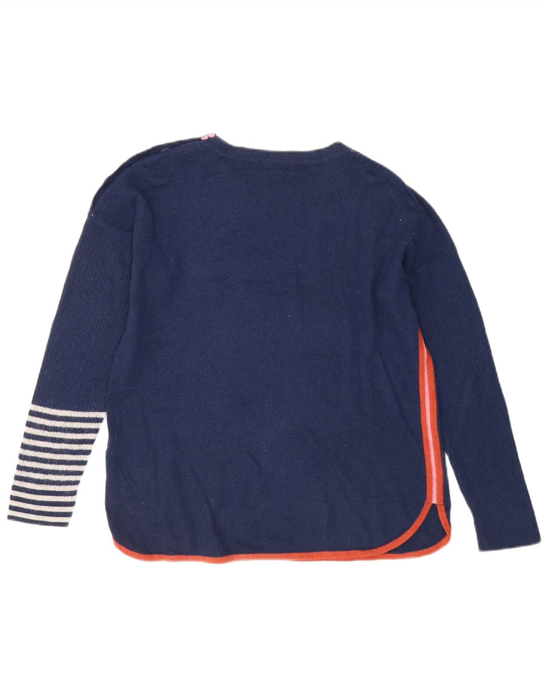 Suéter feminino com gola canoa White Stuff Reino Unido 10 pequeno azul marinho