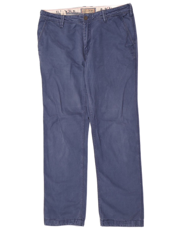 Calça Chino Regular Masculina Fat Face Grande W36 L33 Algodão Azul