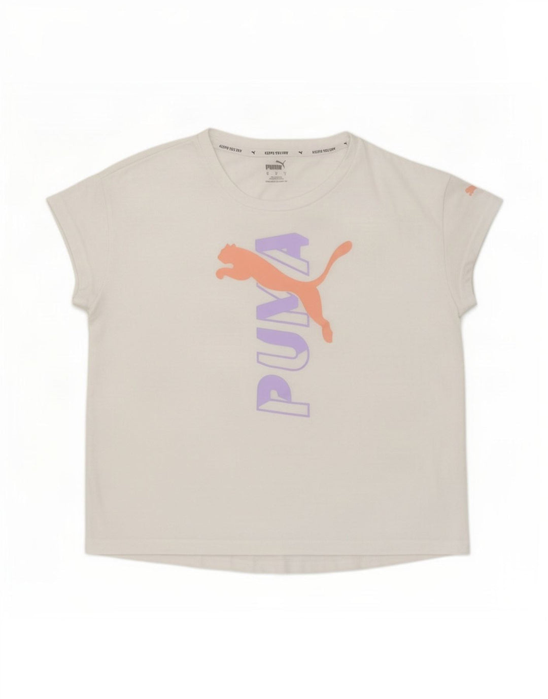 Puma Camiseta Feminina Oversized Graphic Top UK 10 Pequeno Poliéster Branco