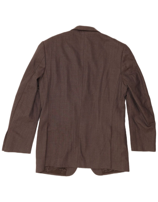 Jaqueta blazer masculina de 2 botões Marks & Spencer Reino Unido 40 lã manchada marrom médio