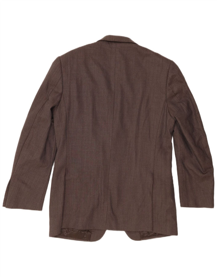 Jaqueta blazer masculina de 2 botões Marks & Spencer Reino Unido 40 lã manchada marrom médio