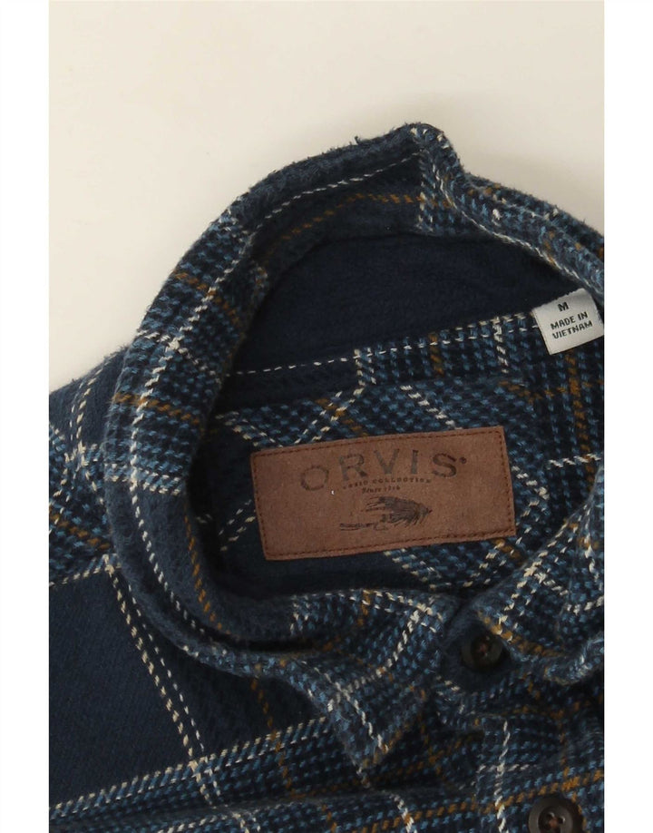Camisa masculina de flanela Orvis média xadrez azul marinho