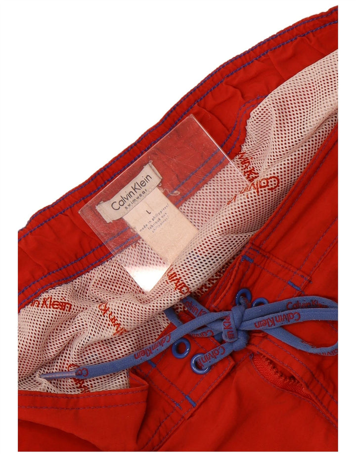 Calvin Klein Shorts de natação masculino gráfico grande poliéster vermelho