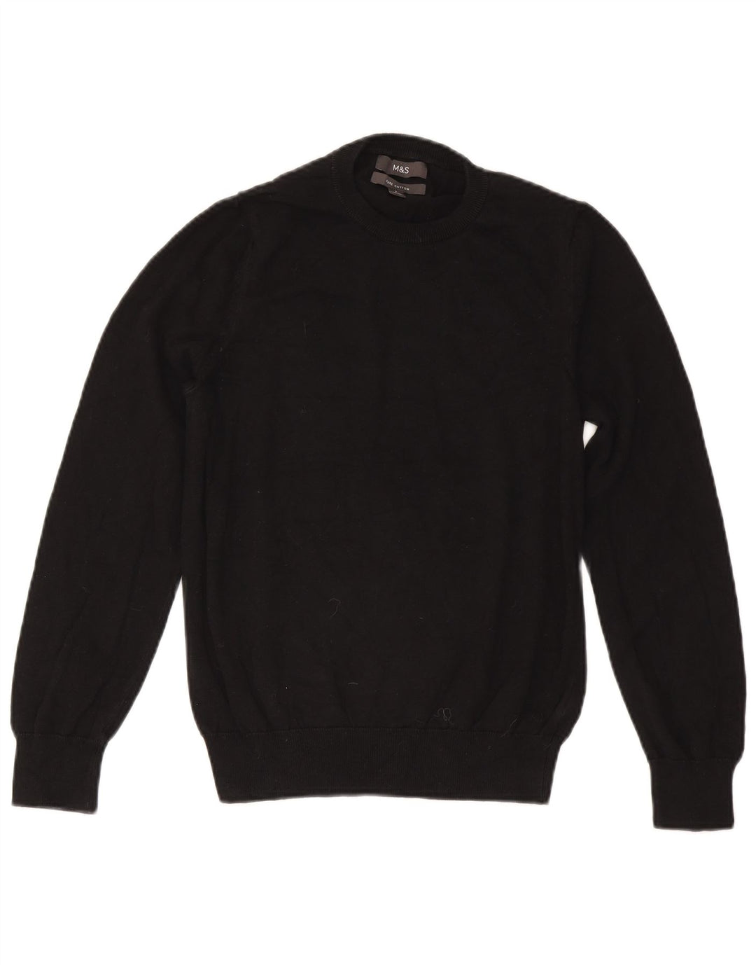 Suéter feminino Marks & Spencer com gola redonda Reino Unido 10 pequeno algodão preto
