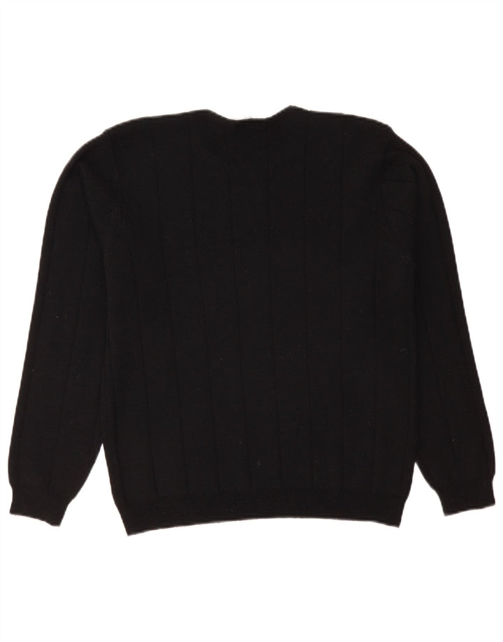 Suéter feminino Talbots com gola redonda Reino Unido 14 lã merino preta média