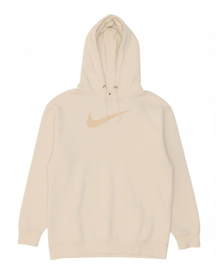 NIKE feminino oversized gráfico moletom com capuz UK 6 XS algodão branco