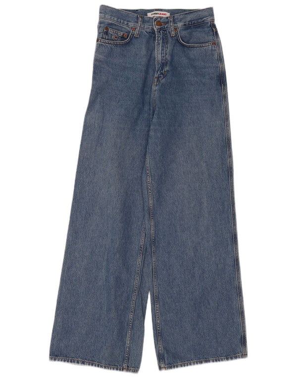 Tommy Hilfiger feminino Blaire High Rise Wide Leg Jeans W27 L30 Azul Algodão