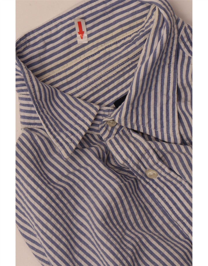 Camisa masculina Kappa de manga curta grande algodão listrado azul