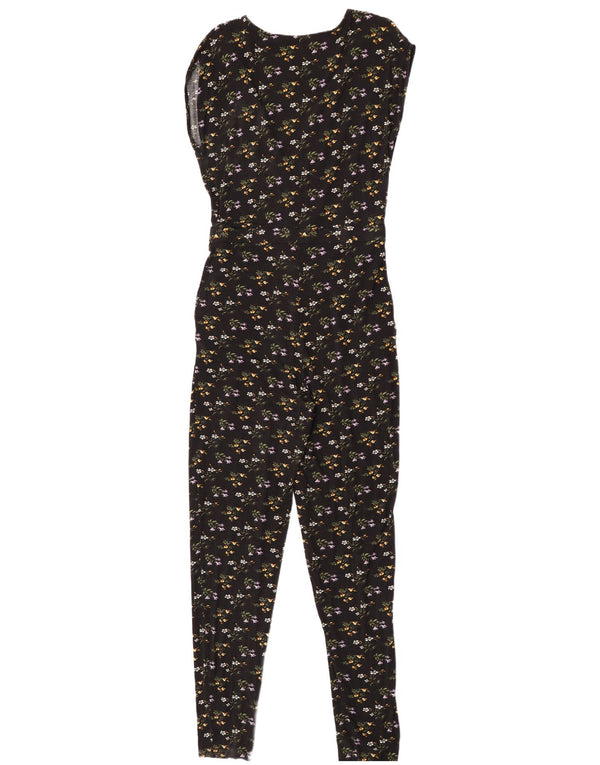 Macacão feminino sem mangas Oasis UK 12 viscose floral preta média