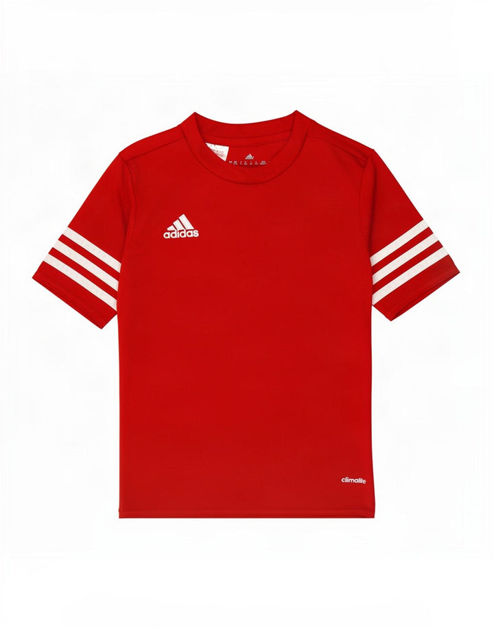 Camiseta Adidas Boys Climalite Top 7-8 Anos Pequeno Poliéster Vermelho